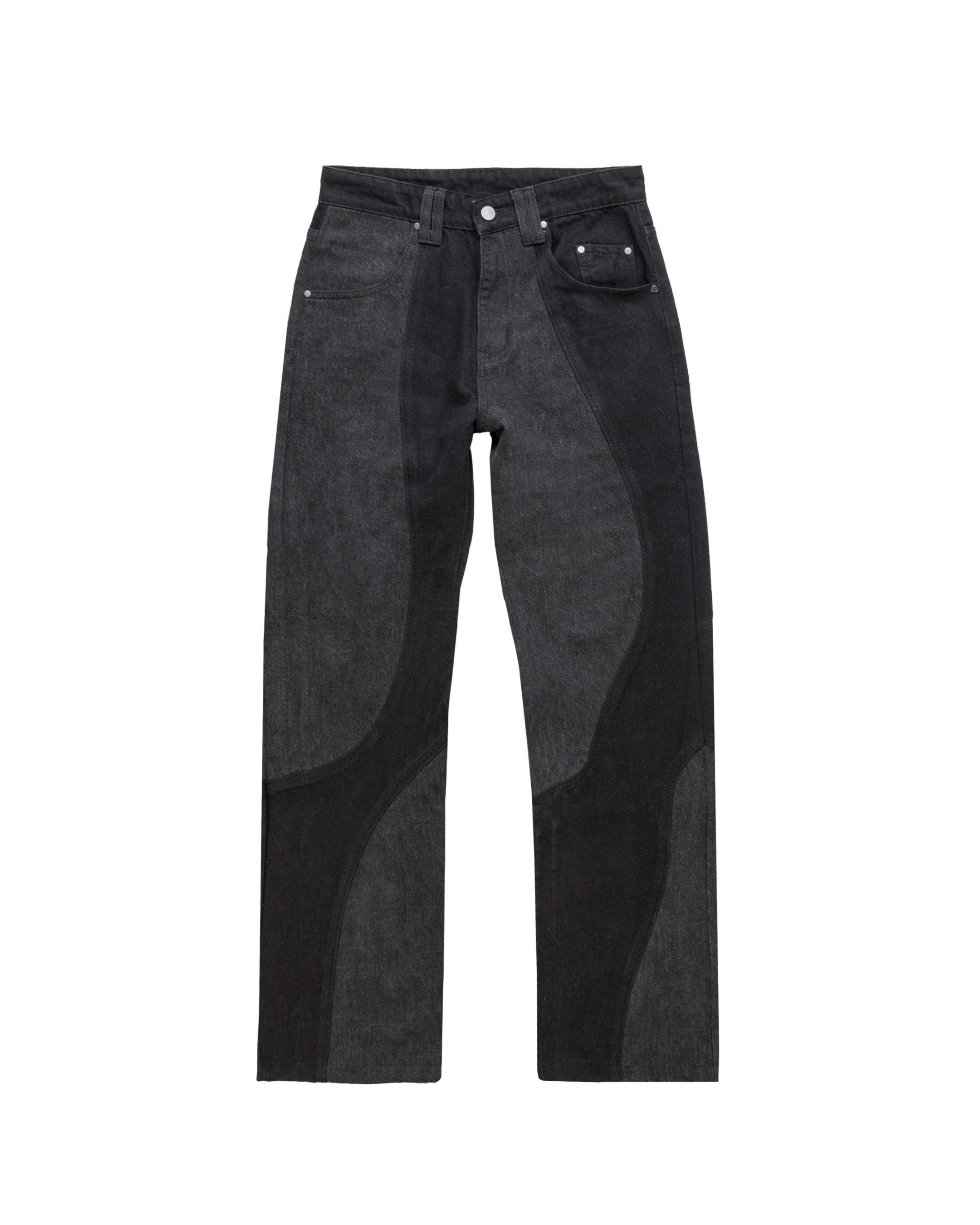 Two-tone double-waisted jeans Black / Gray