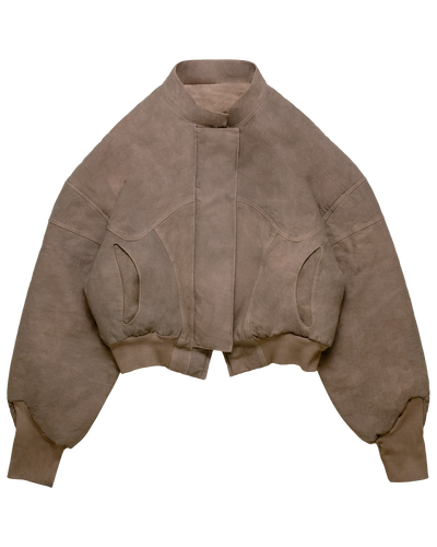 Taupe Canvas Bomber Jacket