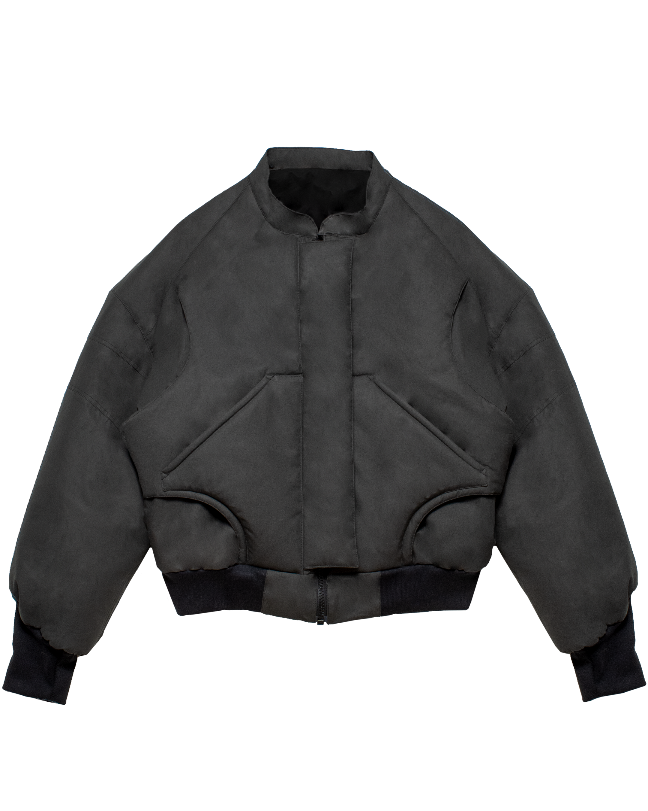 Faded Black Vaulted Bomber Jacket