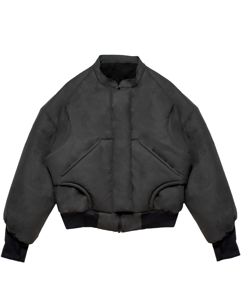 Faded Black Vaulted Bomber Jacket