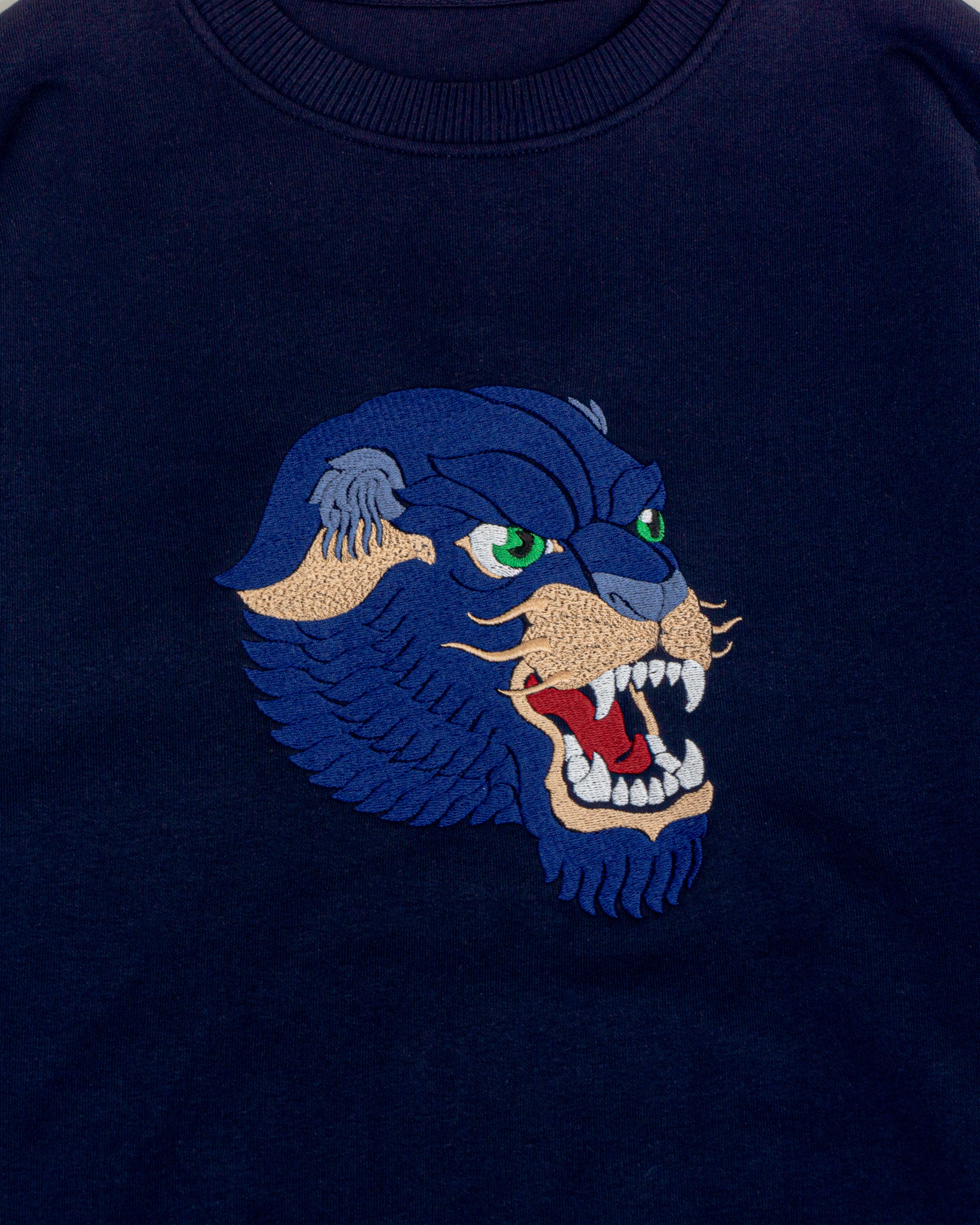 French Navy Embroidered Oversized Crewneck