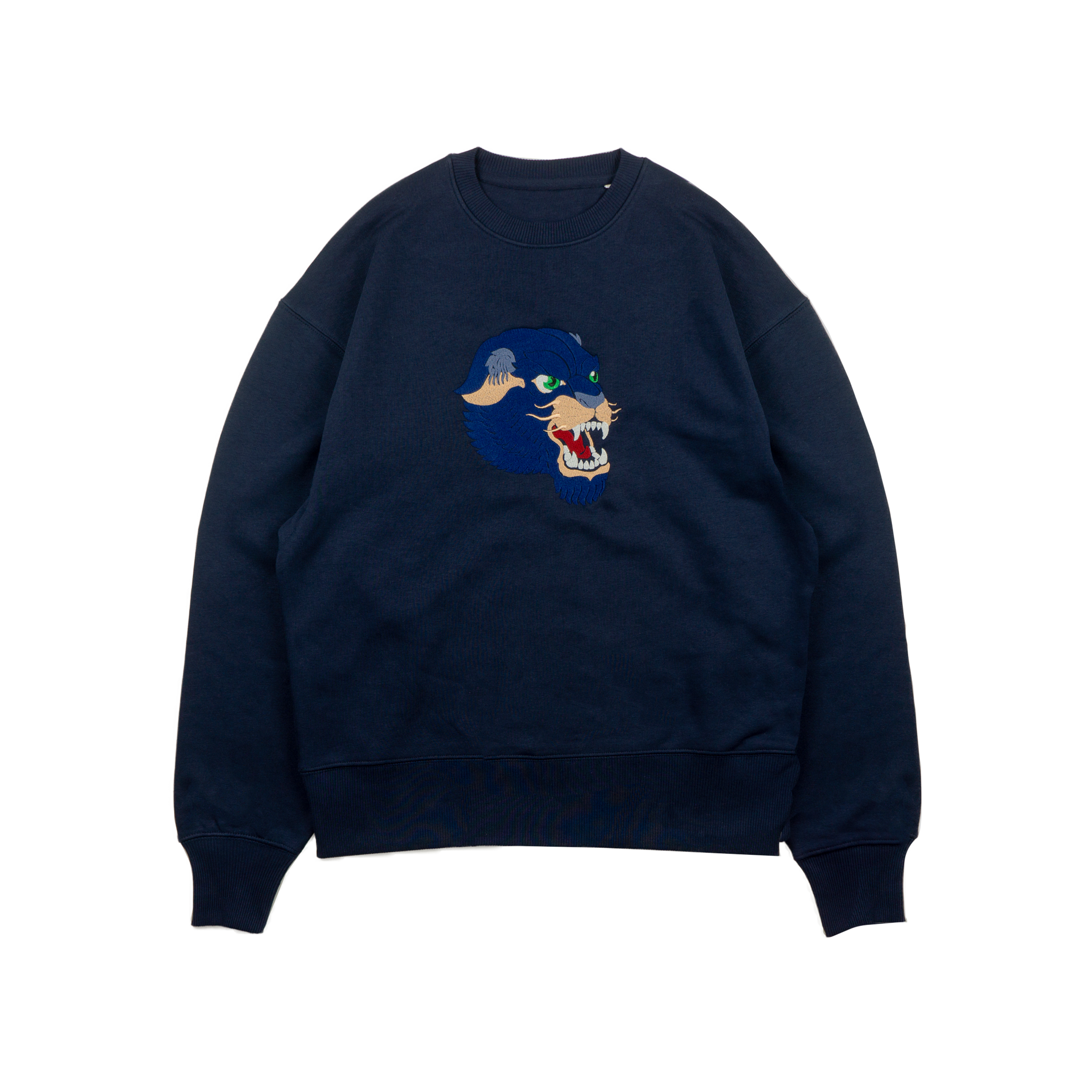 French Navy Embroidered Oversized Crewneck